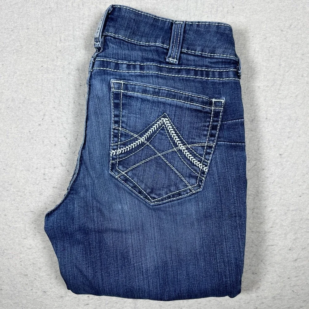 Ariat R.E.A.L. Jeans Womens 30XL Blue Medium Wash Slim Straight Stretch Denim - Picture 1 of 13